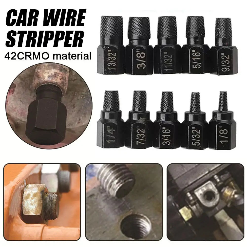 10pcs schroef extractor kit legeringsstaal beschadigde schroef verwijderer metaal gemakkelijk uit boorbutten gebroken bout stud Qme
