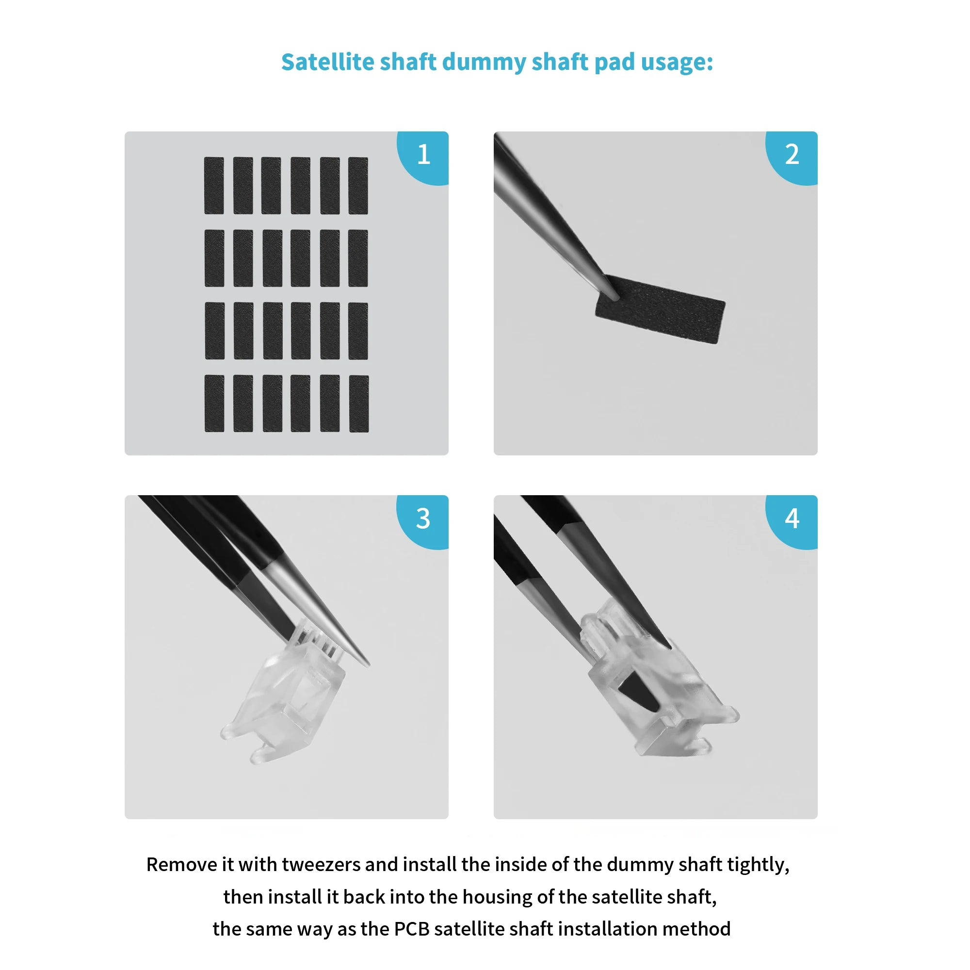 Mechanical Keyboard Steel Plate Satellite Shaft Repair Gasket Satellite Shaft Lower Pad Stabilizer Repair Tool Antistatic EVA Qme