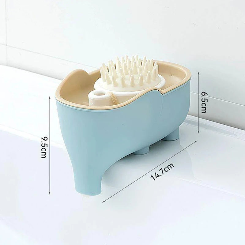 Double Layer Creative Elephant Shape Soap Box Dish Drainable Holder Qme Blue