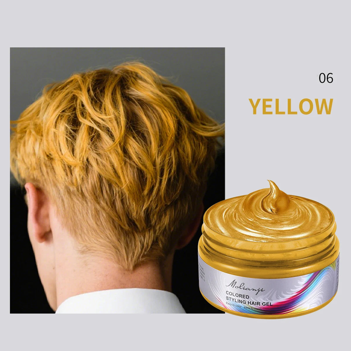 Disposable Hair Dye Easy Clean Instant Coloring Creating Colorful Qme 06 YELLOW