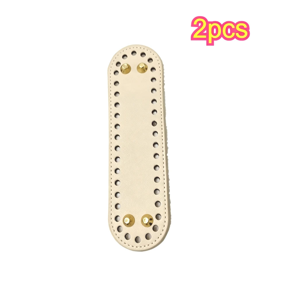 Single PU Oval Bag Bottom Plate 18*5cm With Anti-wear Metal Feet DIY Knitting Crochet Handbag Base Sewing Craft Supplies Qme Beige 2pcs