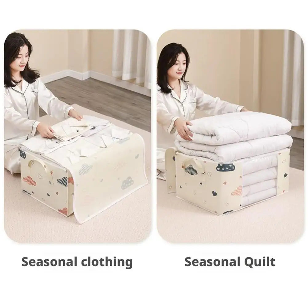 Large Capacity Clothes Storage Bag Organizer With Reinforced Handle Suitable For Blankets Bedding Foldable With Sturdy Zipper Qme
