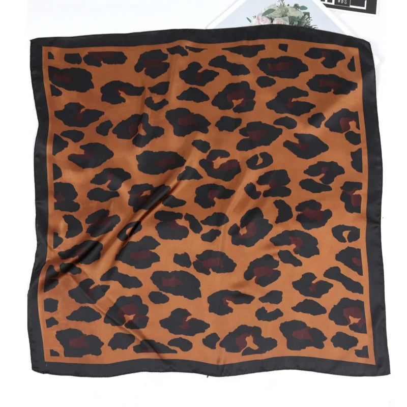 Women Square Scarf Luxury Floral Leopard Print Shawl Hijab Ladies Qme 99011249 70-70cm
