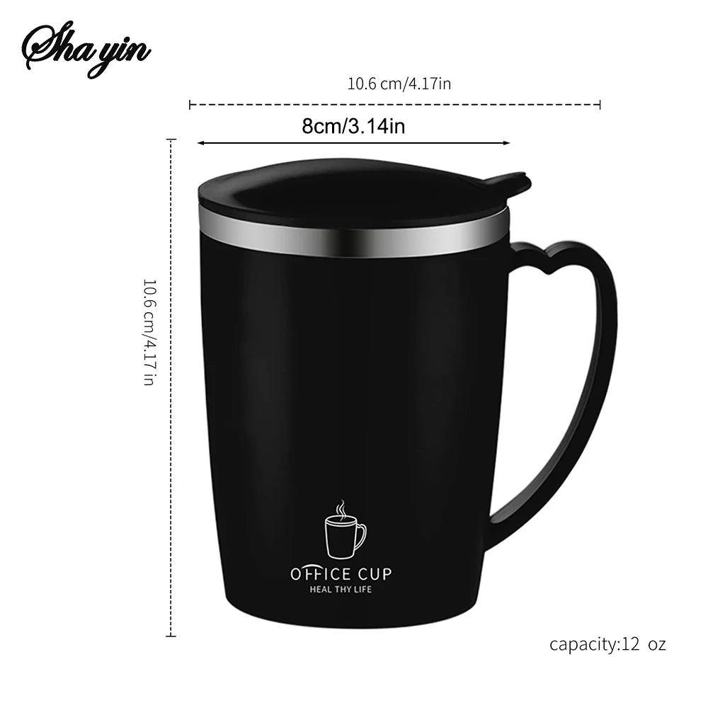 Stainless Steel Water Cup With Double-Layer Insulation, Anti Scald And Anti Drop Features, Handle And Cover, Large Capacity Qme