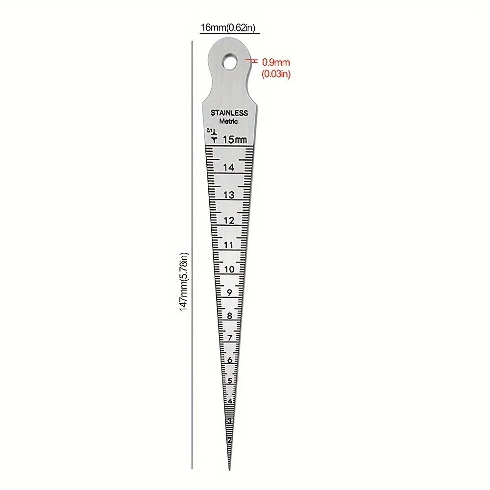 1pc Stainless Steel Wedge Plug Gauge with Double Scale Metric and Imperial Aperture Gauge and Taper Gauge 1-15mm Qme