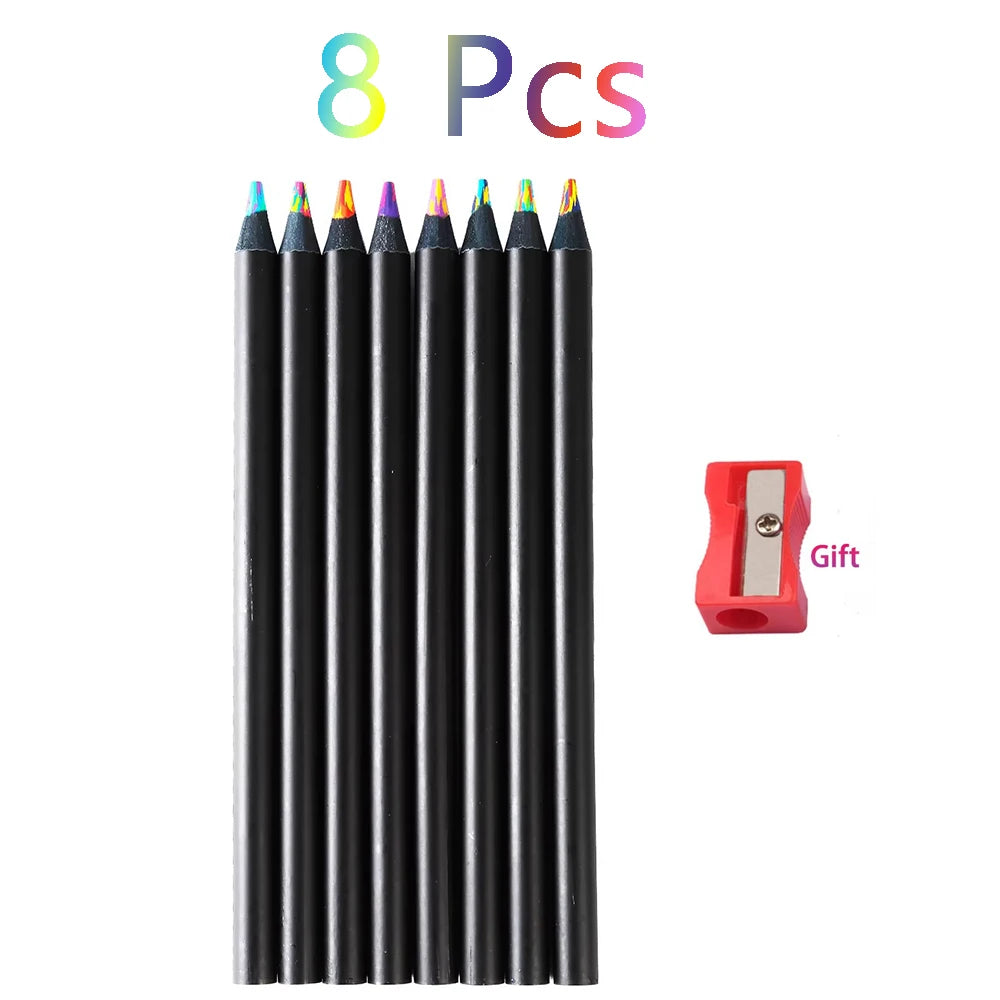 8/16/24Pcs Rainbow Pencils,Dreamy Gradient Colors - No Dust, Line 2 mm, Suitable for Professional Painting and Art Purposes Qme 8 colors