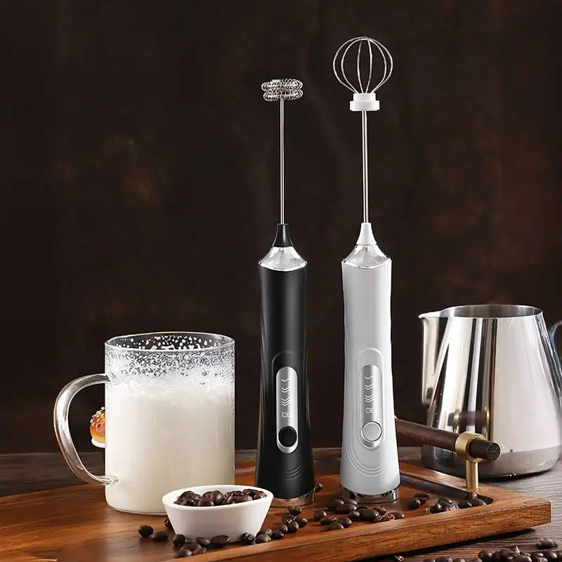 Electric Milk Frother Foamer + Egg Beater Wireless Type-C Charging 3 Speeds Mini Handheld Foam Maker Coffee Whisk Cooking Tools Qme