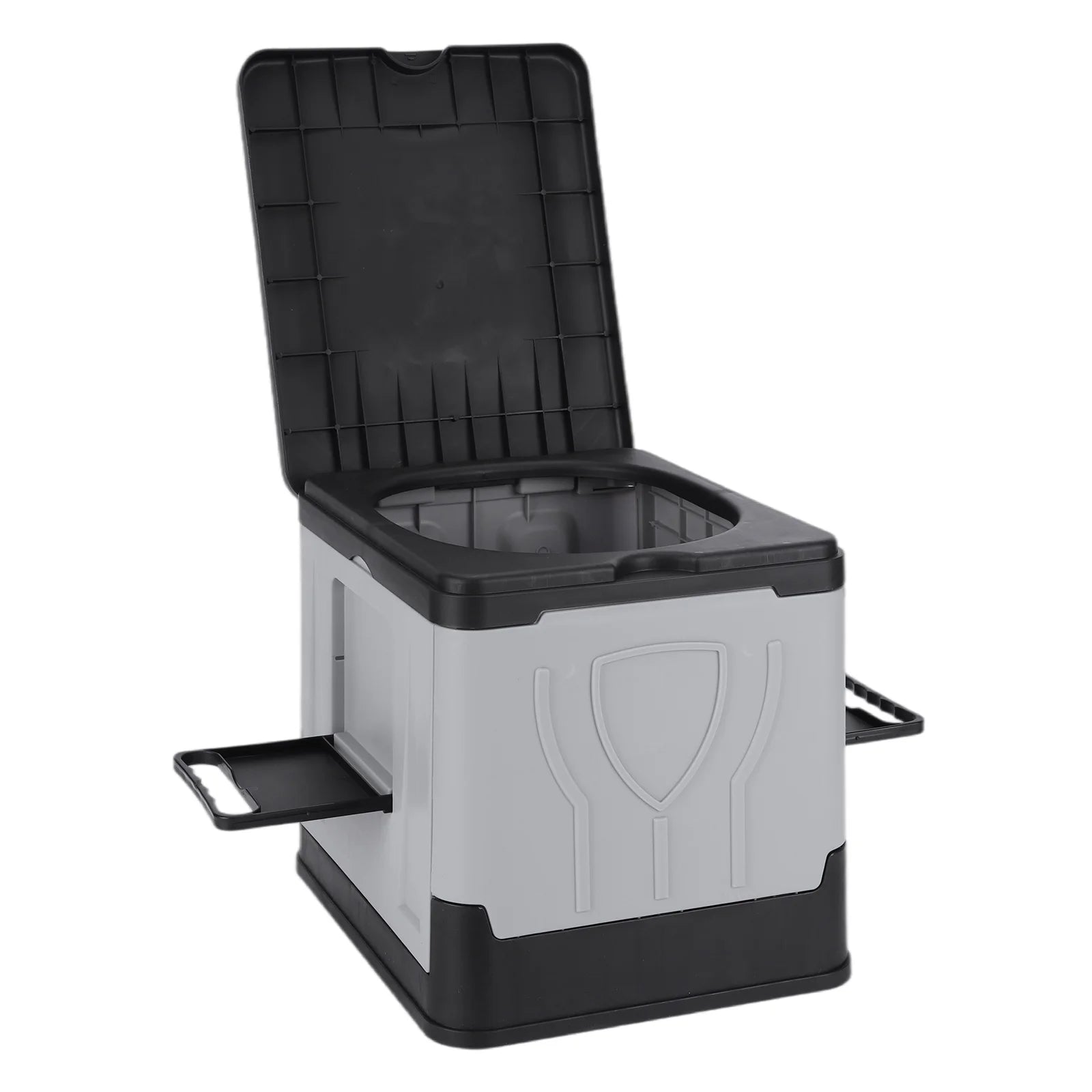 Folding Collapsible Toilet with Paper Holder & Lid Portable Potty Reusable for Adults Travel Outdoor Hiking Trips Beach Qme Grey