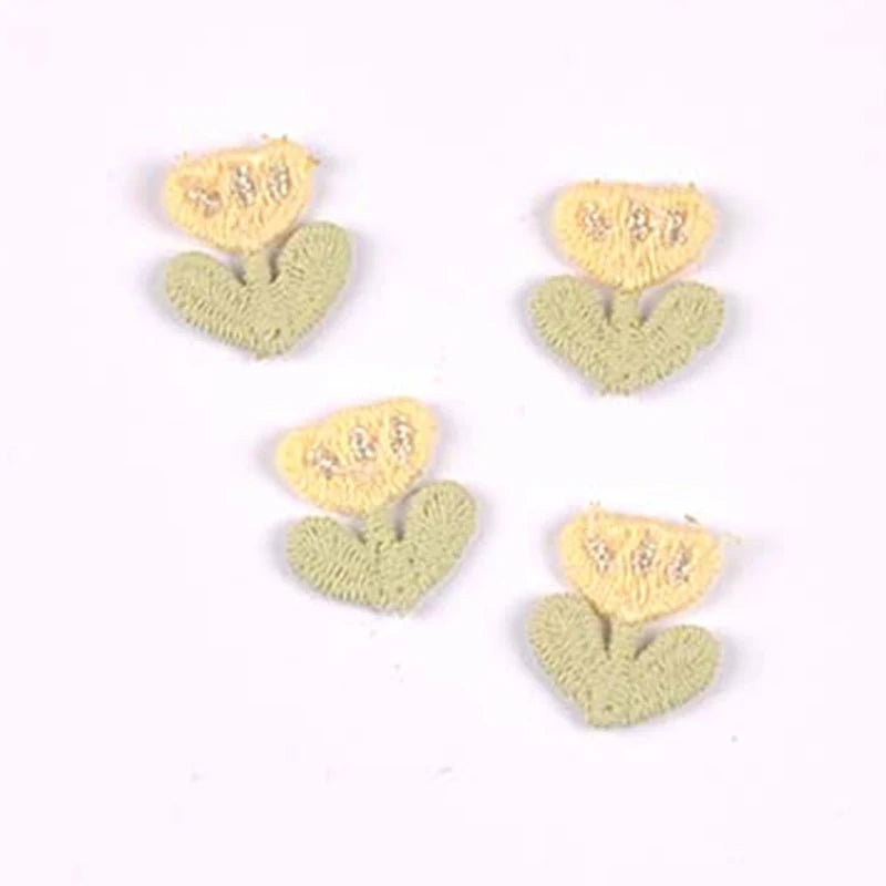 20pcs 16x17mm Assorted Color Tulip Embroidered Appliques,Sewing Decoration DIY Clothes Hair Accessories No Glue cp3854 Qme 16x17mm-3