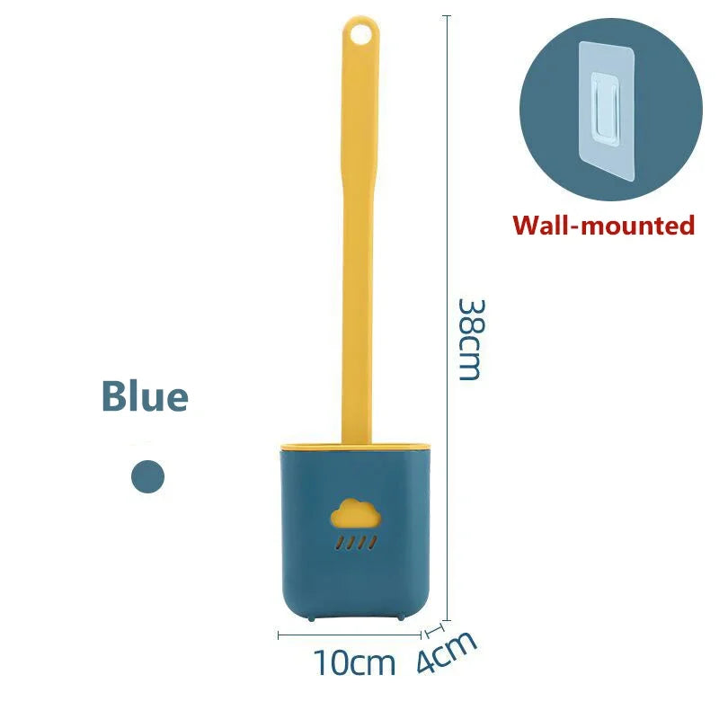 Silicone Toilet Brush Wc Gap Brush with Holder Flat Head Soft Bristles Cleaning Brushes With Quick Drying Bracket Bathroom Tool Qme 03