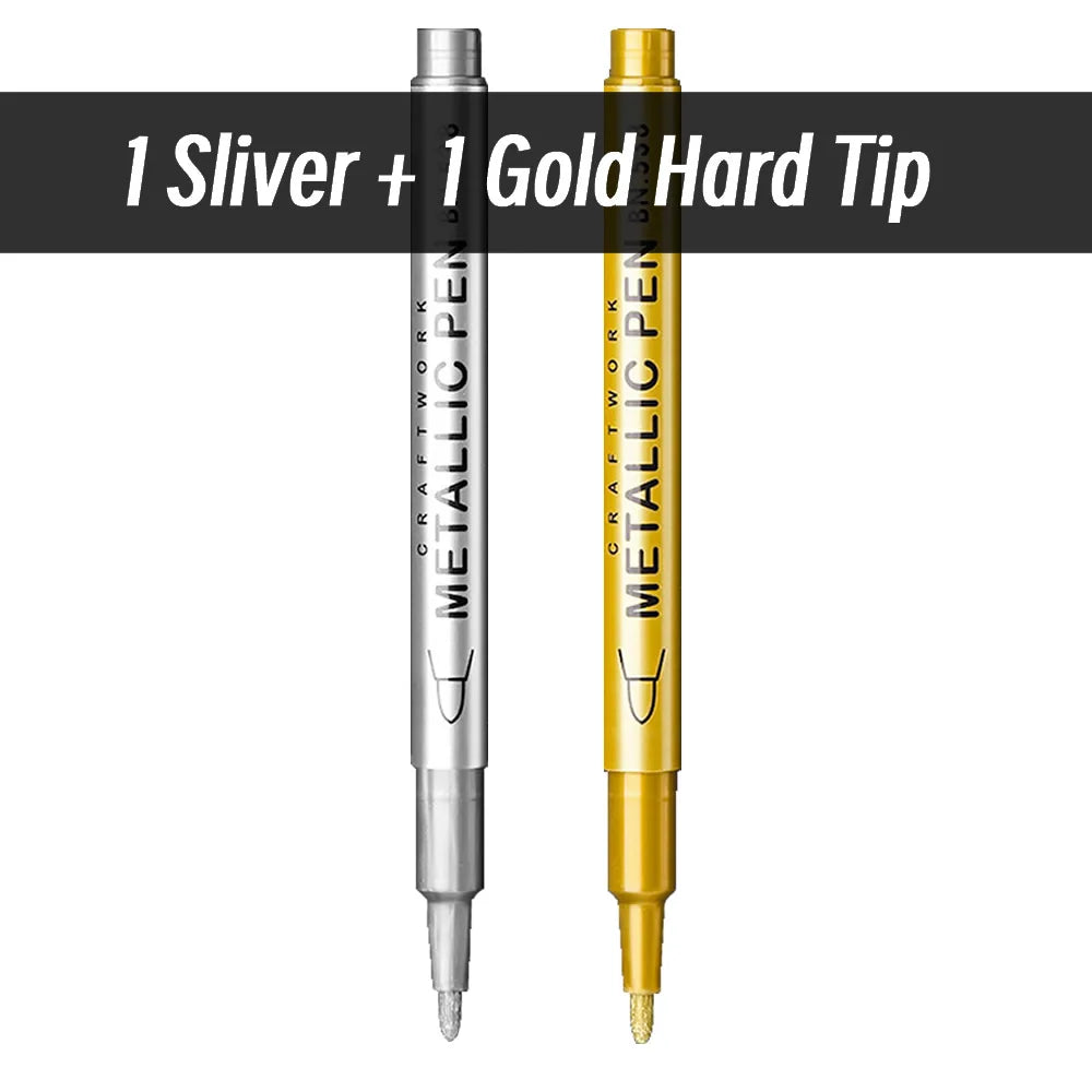 3pcs Brush Metallic Paint Marker Pens Gold Silver Color Permanent Art Marker For Manga Crafts Scrapbooking Stationery Supplies Qme Hard 1Silver 1Gold