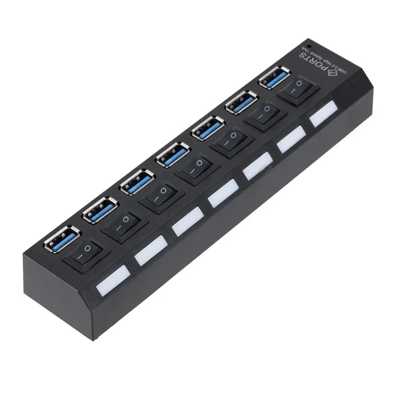 1pcs7-Port USB 3.0 Hub - High-Speed Data Transfer, Expand Ports Effortlessly, Plug & Play for Computers & Devices Qme