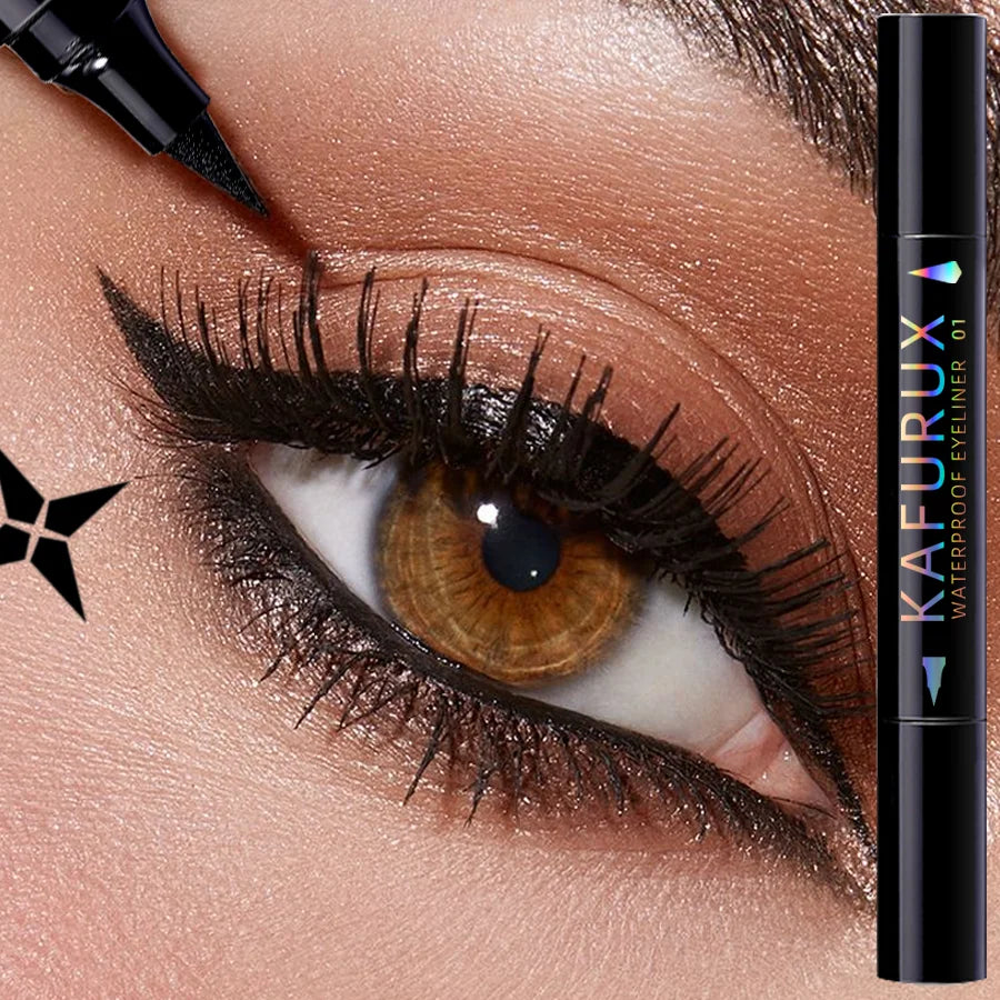 3 Colors Double Head Star Seal Eyeliner Waterproof Stamp Pen Black Qme