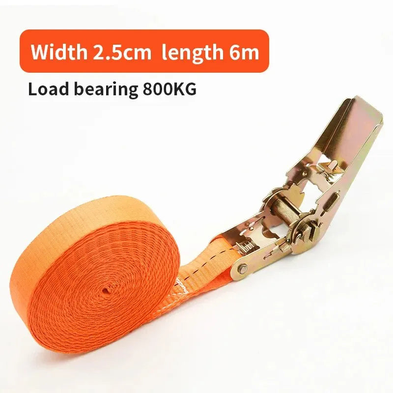 Heavy Duty Metal Buckle Tie-Down Cargo Straps for Car and Truck - Strong Ratchet Belt for Secure Luggage and Cargo Transport Qme 6m
