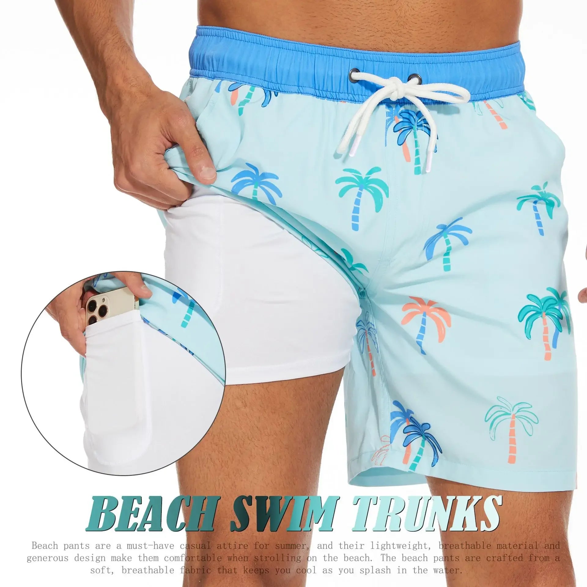 Men's Casual Large Size Beach Pants Corner Milk Silk Inner Street Clothing Breathable Soft Casual Daily Streetwear Short Men Qme 19 S