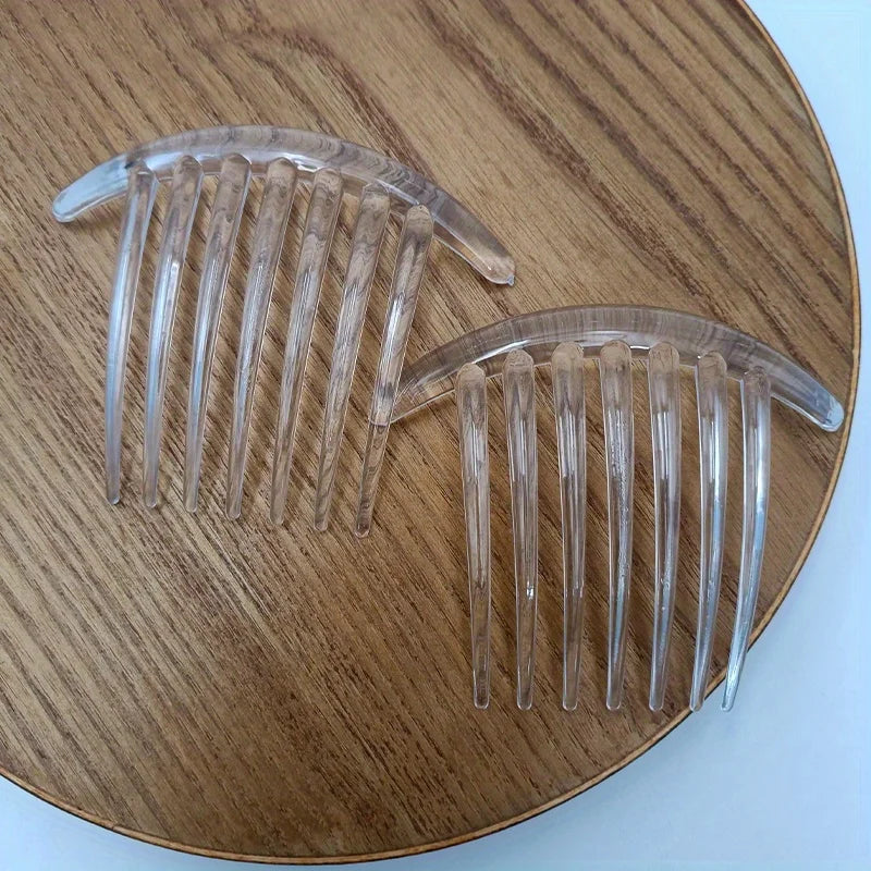 Seven-tooth comb, shaped brush hair comb, suitable for common hairstyles, durable handle, comb Qme Transparent 2 Packs