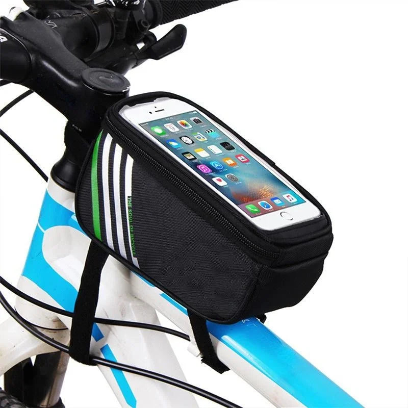 Rainproof Bicycle Bag Frame Front Top Tube Cycling Bag Reflective 6.5in Phone Case Touchscreen Bag Bike Accessories Qme black
