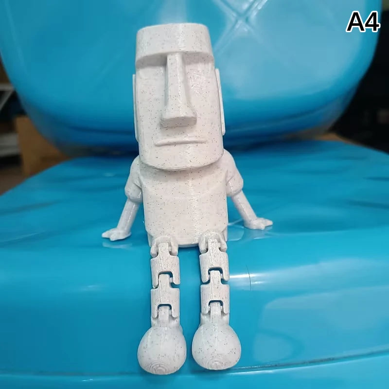 Island Moai Ornament Movable Joints Collectible Figurine Home Desk Qme A4