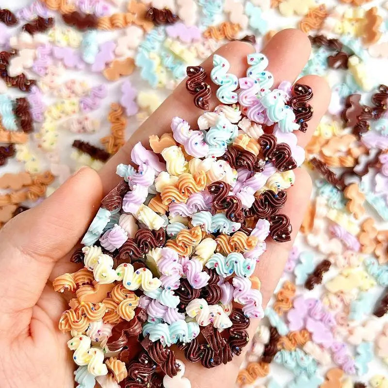20PCS Cute Cream Strip Nail Art Parts New Mixed Colors Luminous Resin Nail Charms Ice Cream Nails Decoratioon 3D Accessories DIY Qme