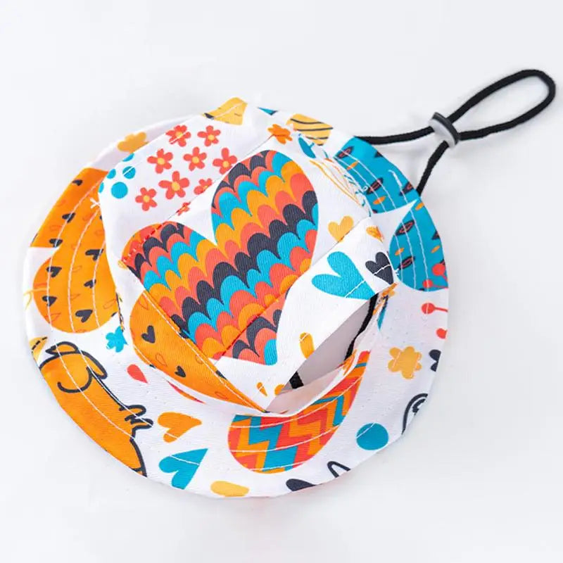 Summer Pet Cat Sun Hat Ear Holes Cute Kitten Fisherman Cap UV Qme E L
