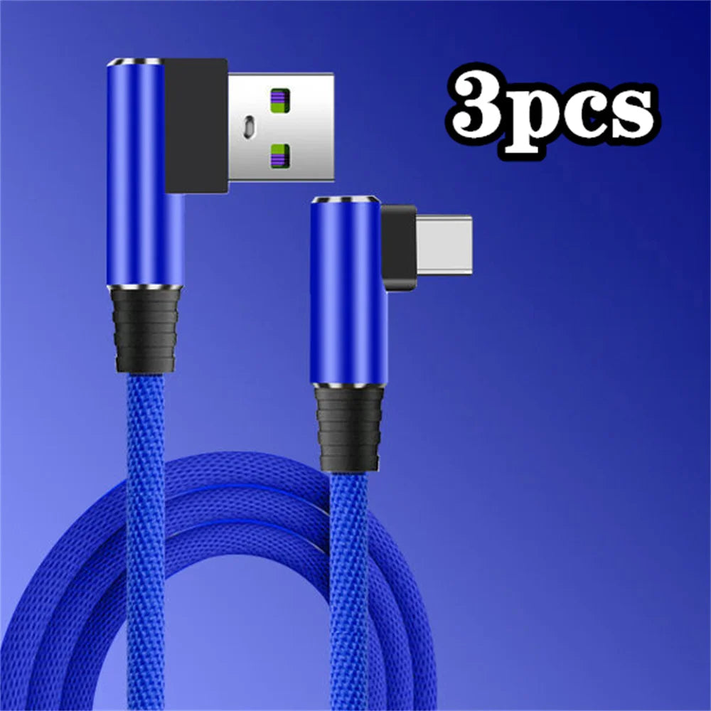 40W USB C Ports Fast Charge Cable Universal USB To Type C Data Cord 0.25M 1M 1.5M 2M PD Port Extension Nylon Braided Data Wire Qme 3pcs blue 0.25m