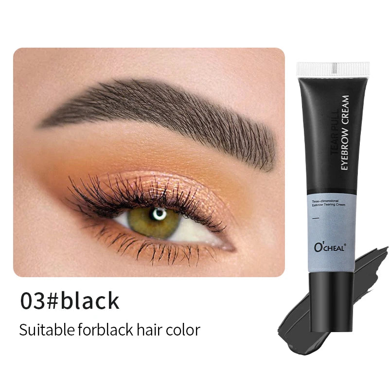 3D Tear Off Dye Eyebrow Cream Waterproof Lightweight Smooth Natural Qme 03 black