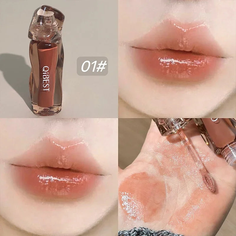 4 Colors New Watery Mirror Lip Glaze Hydrating Lasting Lip Glossy Non-Stick Cup Lipstick Moisturizing Lipgloss Stain Cosmetics Qme 01
