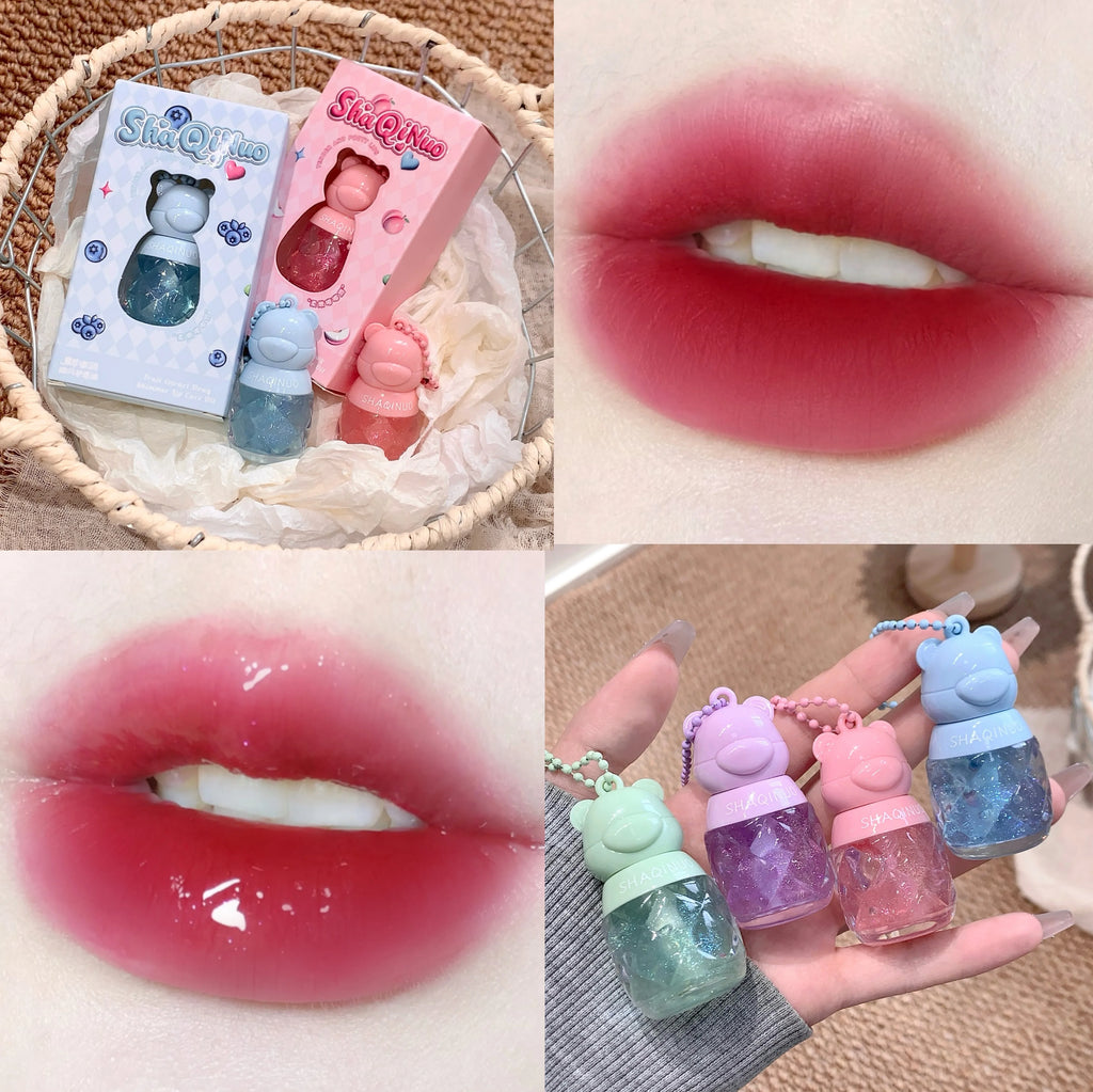 SHAQINUO Cute Fruit-flavored Lip Oil Can Be Key Pendant Hydrating Qme