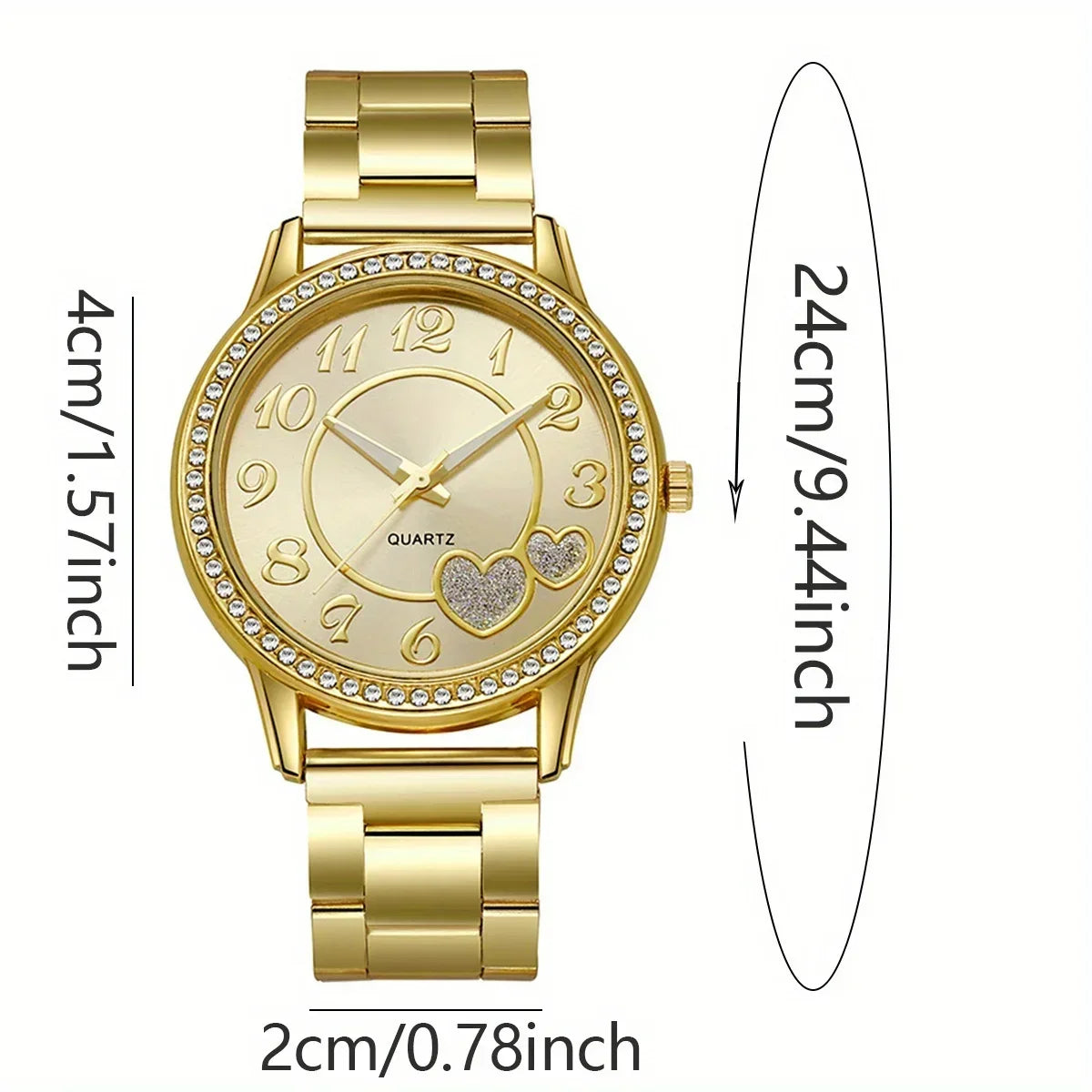 Inlaid rhinestone heart-shaped dial quartz watch, women's strap watch, exquisite dial, clothing accessories Qme