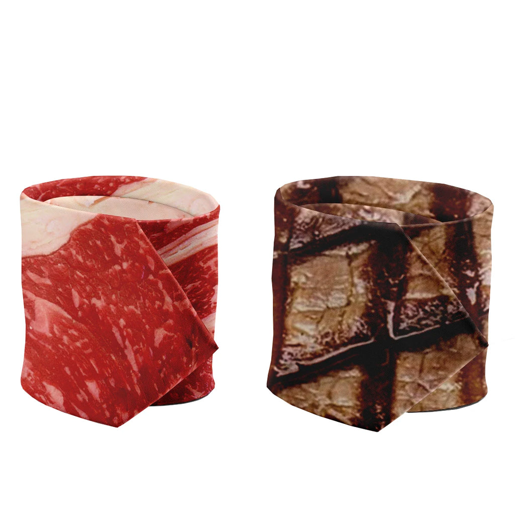 Unisex Meat Design Tie Fashion Food Printing Men's Fun Wedding Party Qme