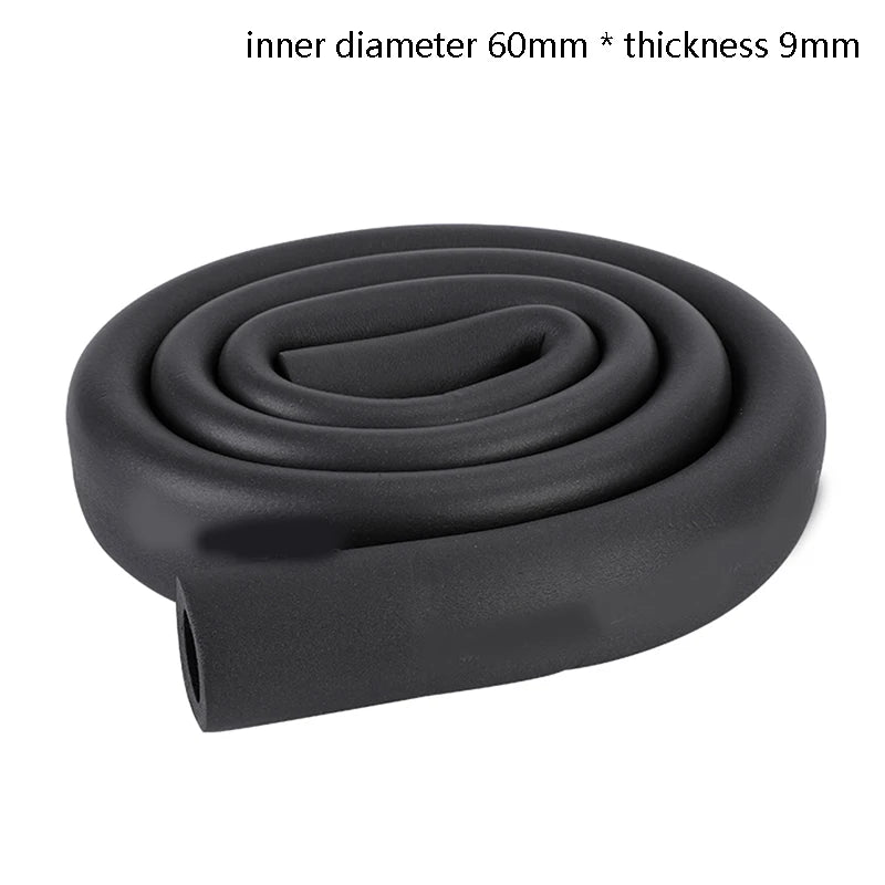 1.8M Sponge Rubber Pipe Black Waterproof Pipeline Holder Thermal Insulation Tubular Protective Sleeve For Air Conditioning Qme ID60MMxthickness9MM