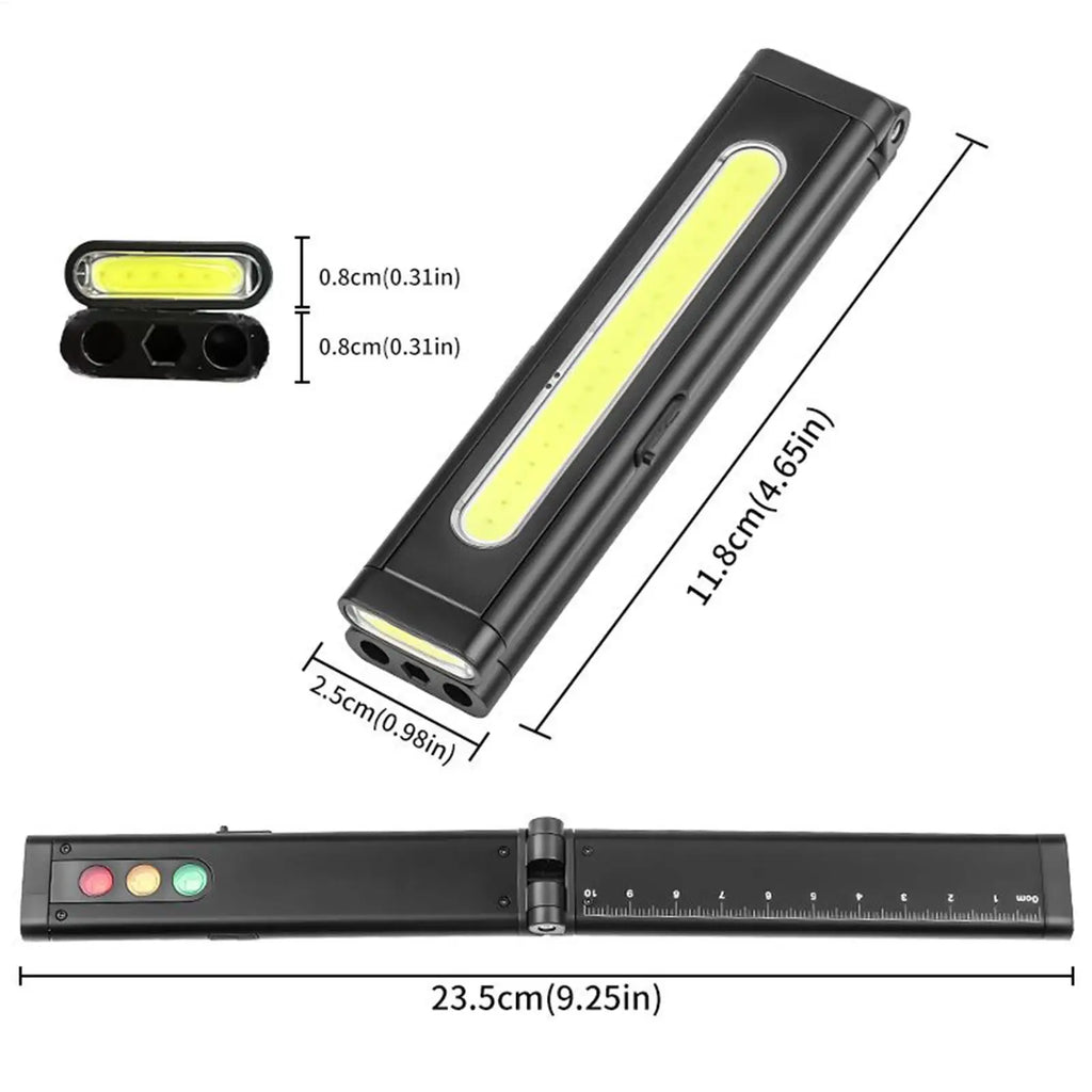 Bright Flashlight Rechargeable Foldable Ruler LED Work Light Camping Qme