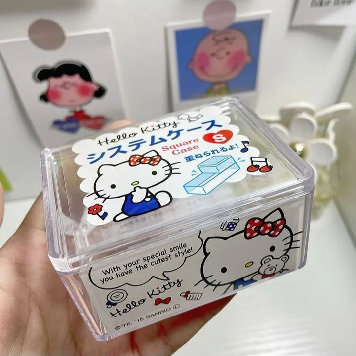 Hello Kitty Desktop Storage Box Transparent, Dust-Proof Jewelry Organizer for Instagram-Worthy Display Qme 2