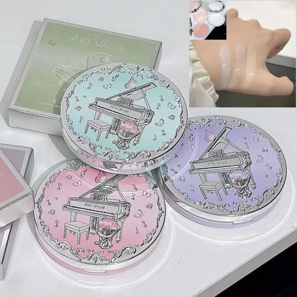 ART VALUE Matter Face Pressed Powder Soft Mist Setting Powder Three-color Face Makeup Long Lasting Oil Control Foundation Beauty Qme