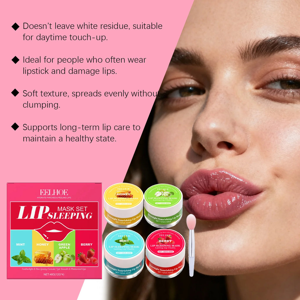 Lip Sleeping Mask Set Moisturizing Refreshing Non-sticky Anti-Cracked Lip Mask Pre-makeup Lip Base Dry Lip Rescue Mask Qme