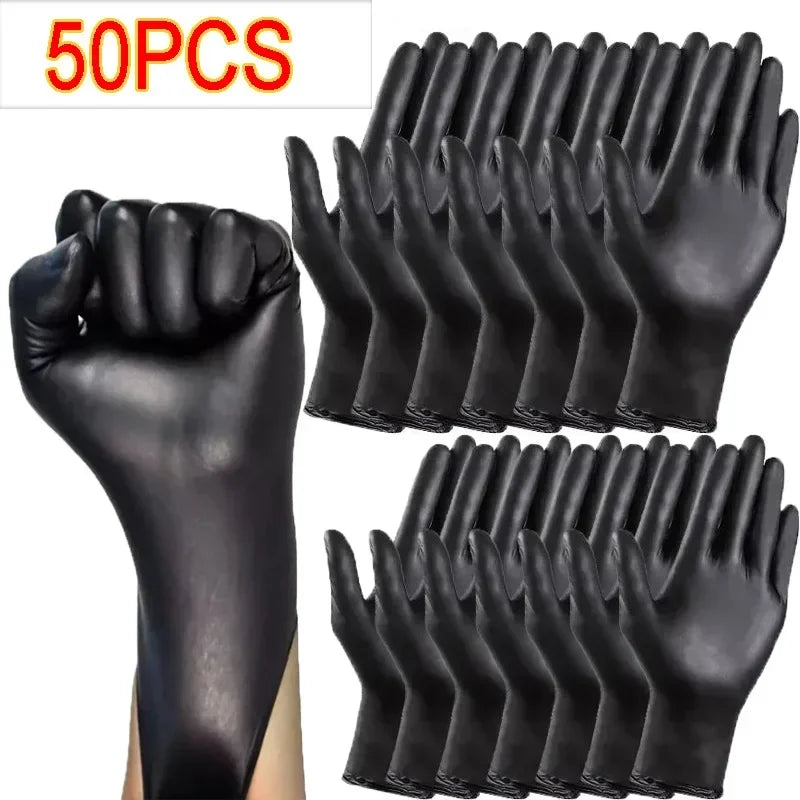 30/50/100PCS Black Nitrile Gloves Household Kitchen Bathroom Cleaning Gloves Dishwashing Nail Art Hair Dye Pets Latex Free Qme 50PCS-25pairs XL