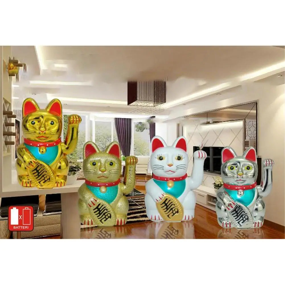 Chinese Lucky Cat Decoration Waving Arm Statue Figurine For Home Car Ornaments Golden Cashier New Store Opening Gift Qme