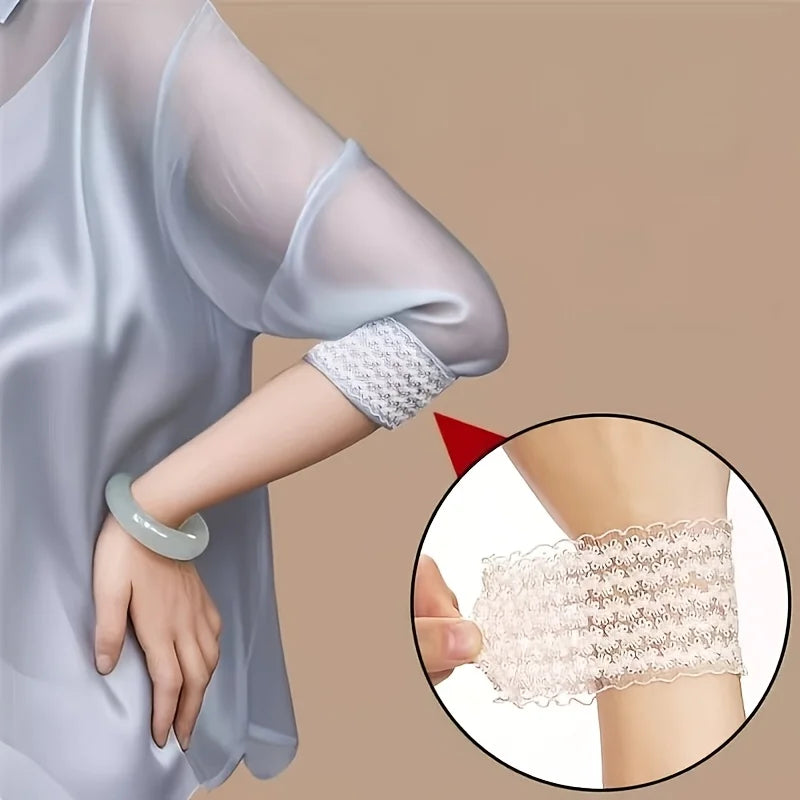 6pcs seam free detachable sleeve cuffs with drawstring, anti slip sleeve fixator, comfortable and hand tight long sleeved shirt Qme