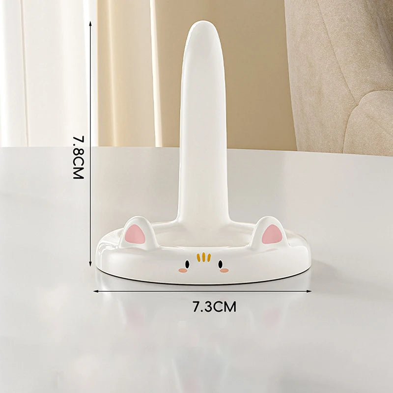 Cute And Sweet Cartoon Cat Mobile Phone Holder, Creative Desktop Mini Mobile Phone Holder, Can Be Used As A Decorative Ornament Qme White