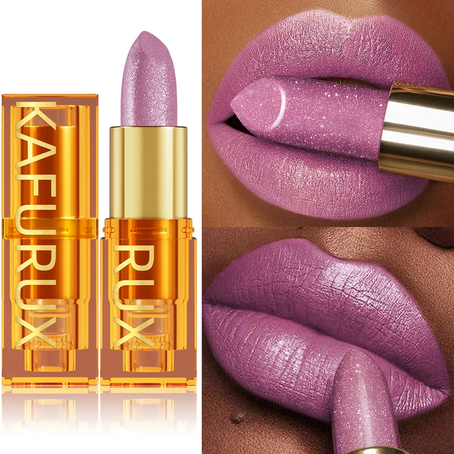 16 Colors Metallic Glitter Shiny Lipstick Lip Tint Waterproof Senior Qme