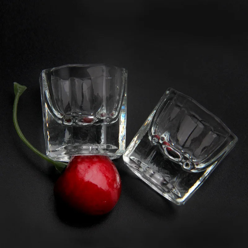 2 pcs Mini Glass Crystal Cup for Nail Art - Liquid Powder Dappen Dish Bowl Glassware Nail Art Tools Qme 2pcs