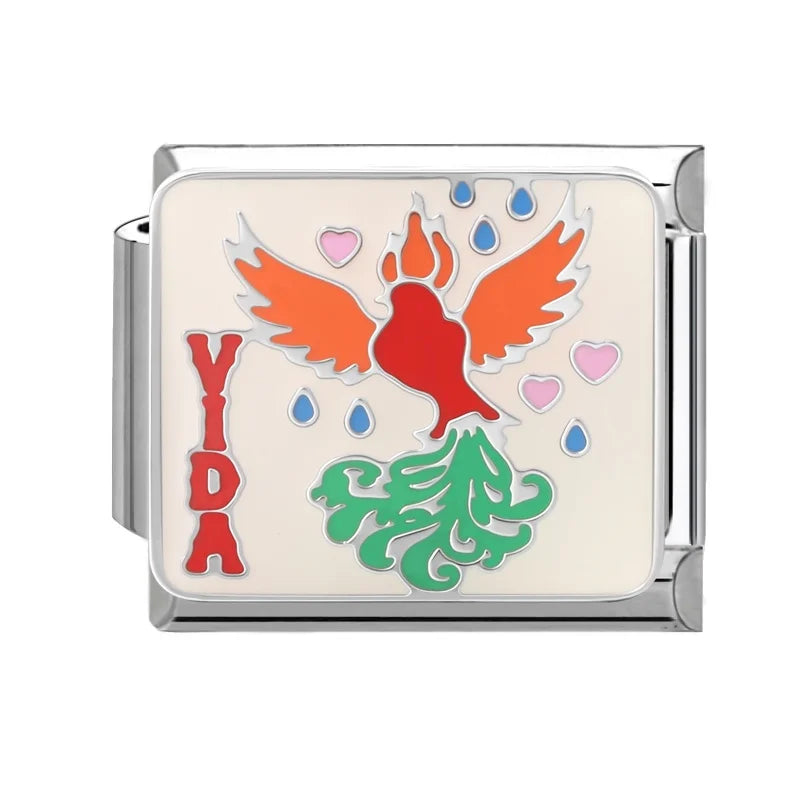 2026 New Wholesale World Peace Dove Love Heart Birds Italian Charm Fit 9mm Stainless Steel Bracelet Making Women Jewelry Gift s Qme Style 7