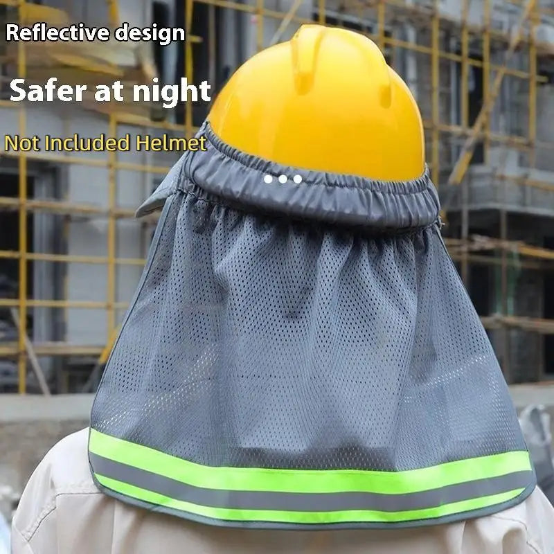 Summer Sun Shade Safety Hard Hat Neck Shield Helmets Reflective Brim Qme