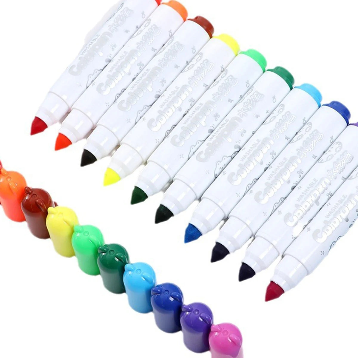 12/18/24 Pcs/set Color Washable Children Watercolor Brushes Marker Pen Tapered Tip Kawaii Drawing Stationery Qme