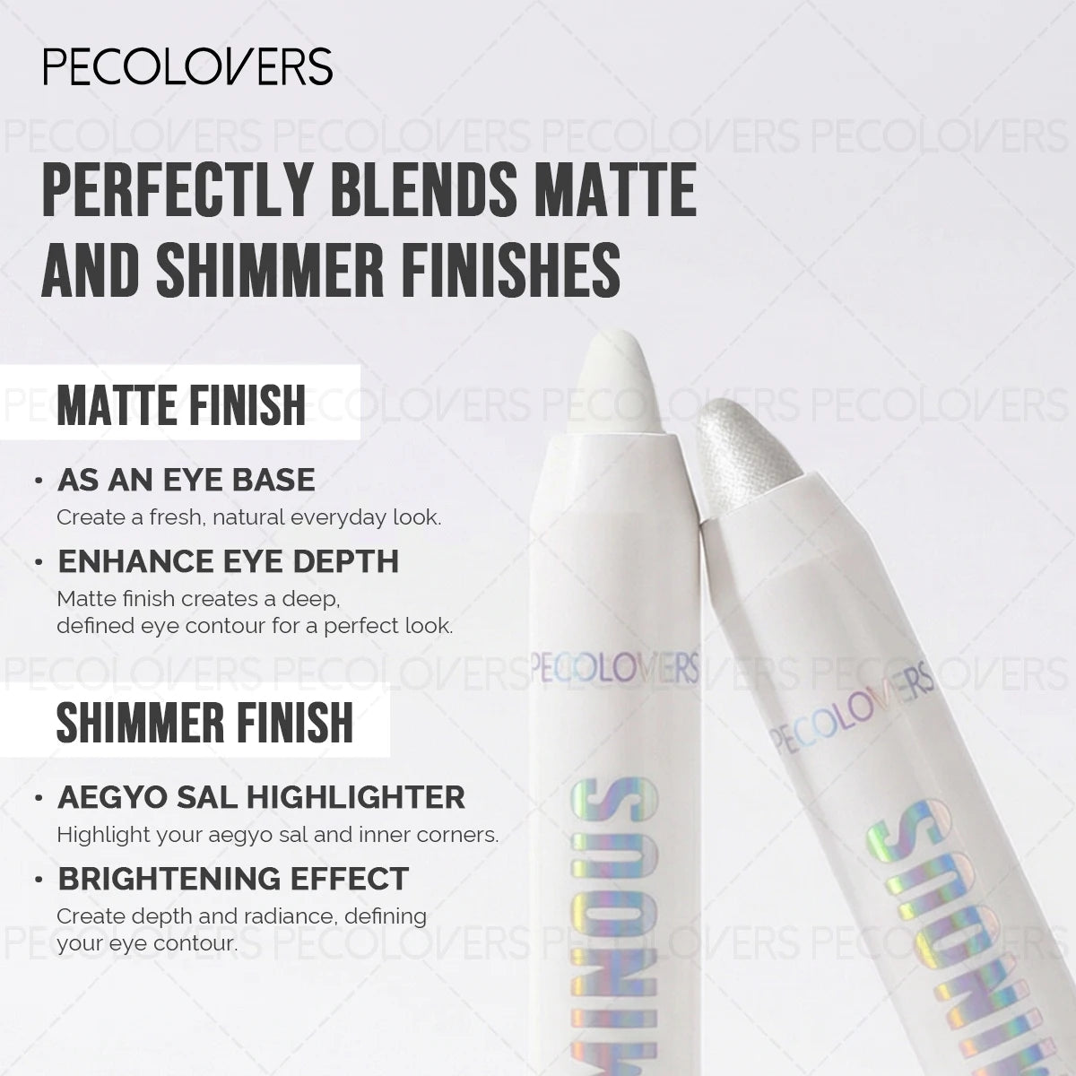 Single Fine Shimmer Eyeshadow Stick Brighten Ash Brown Travel Qme