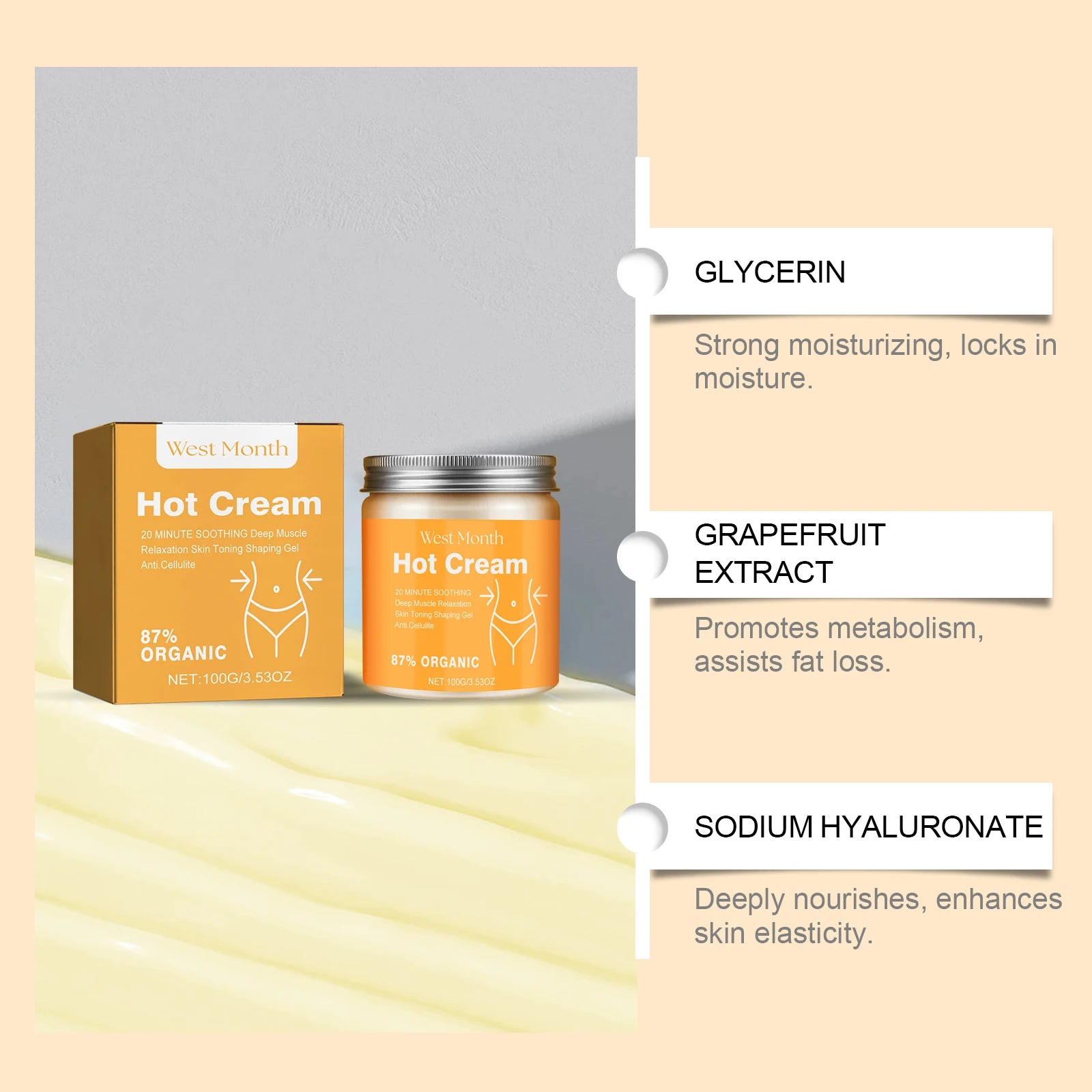 Hot Cream Massage Slimming Cream 87% Organic Anti Cellulite Slimming Lotion Thermal Fat Burning Massage Weight Loss Cream Qme