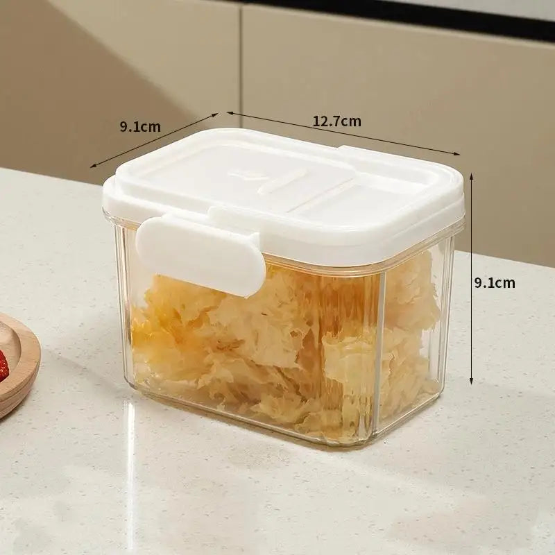 Airtight Plastic Food Storage Containers Handle Lids Leakproof Qme White