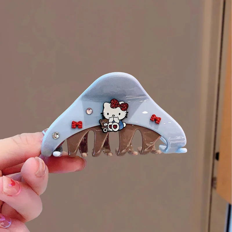 New Hello Kitty Cute Hair Clips Elegant and Stylish Updo Clips Sweet and Cute Cartoon Hair Accessories Qme