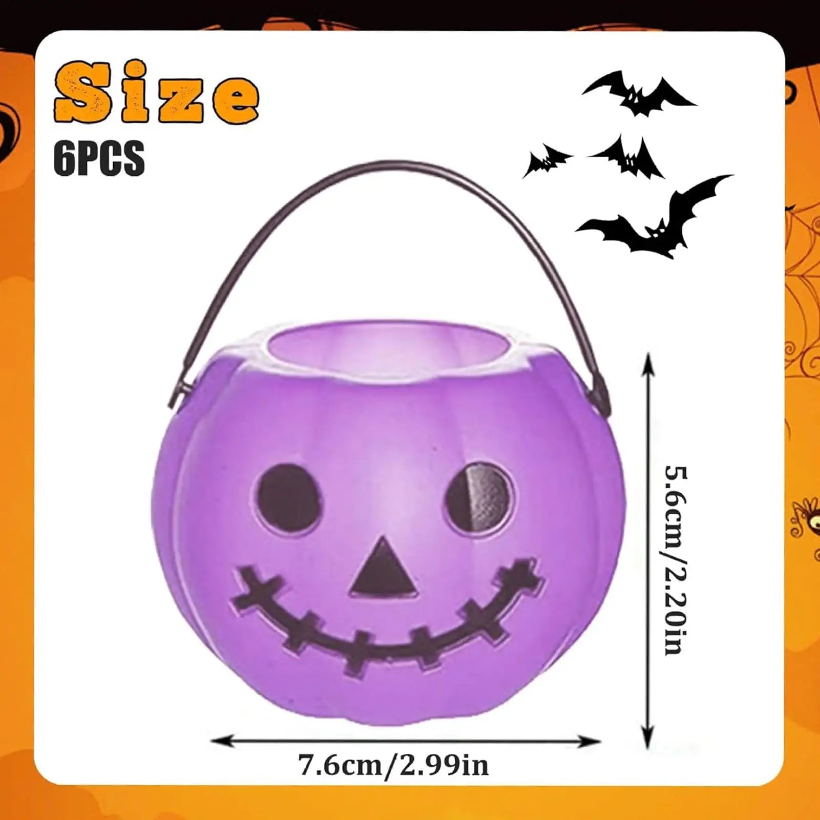 Halloween Candy Bucket 6 Ghost Holder Jack O Lantern Storage Jars Qme