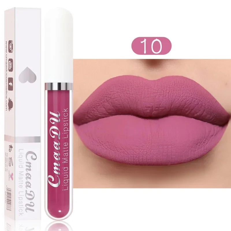 6 Colors/Set Fashion Matte Lip Gloss Sets Natural Moisturize Waterproof Lasting Velvet Sexy Red Liquid Lipstick Beauty Cosmetic Qme 10